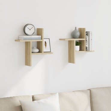 vidaXL Ραφιέρες Τοίχου 2 τεμ. Sonoma Δρυς 38x12x38cm από Επεξ. Ξύλο