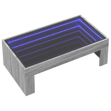 vidaXL Τραπεζάκι Σαλονιού Άπειρο Φως LED Γκρι Sonoma 90x50x30cm 1 τεμ.