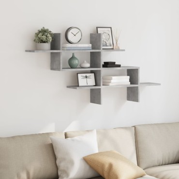 vidaXL Ράφι Τοίχου Γκρι Σκυροδέματος 124,5x18x60,5cm από Επεξ. Ξύλο 1 τεμ.