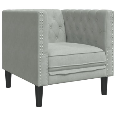 vidaXL Πολυθρόνα Chesterfield Ανοιχτό Γκρι Βελούδινη 71x74,5x70,5cm 1 τεμ. Γωνιακός
