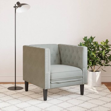 vidaXL Πολυθρόνα Chesterfield Ανοιχτό Γκρι Βελούδινη 71x74,5x70,5cm 1 τεμ. Γωνιακός