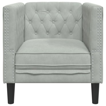 vidaXL Πολυθρόνα Chesterfield Ανοιχτό Γκρι Βελούδινη 71x74,5x70,5cm 1 τεμ. Γωνιακός