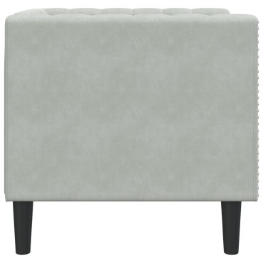 vidaXL Πολυθρόνα Chesterfield Ανοιχτό Γκρι Βελούδινη 71x74,5x70,5cm 1 τεμ. Γωνιακός