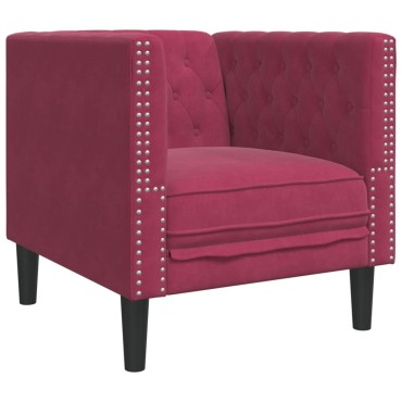 vidaXL Πολυθρόνα Chesterfield Μπορντό Βελούδινη 71x74,5x70,5cm 1 τεμ. Γωνιακός