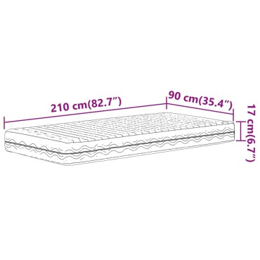 vidaXL Στρώμα Αφρού Σκληρότητα H2 H3 Λευκό 90x210cm 1 τεμ. - Μονό