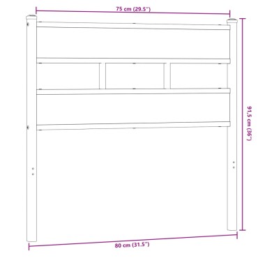vidaXL Κεφαλάρι Sonoma Δρυς Σιδερένιο/Επεξεργασμένο Ξύλο 80x91,5cm 1 τεμ.