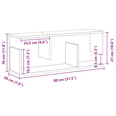 vidaXL Ντουλάπι Τοίχου Γκρι Sonoma 80x20x30cm από Επεξεργασμένο Ξύλο 1 τεμ.