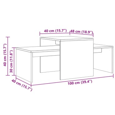 vidaXL Σετ Τραπεζάκια Σαλονιού Παλ. Ξύλο 100x48x40cm από Επεξ. Ξύλο