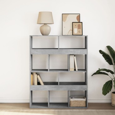 vidaXL Βιβλιοθήκη Γκρι Σκυροδέματος 100x33x125,5cm Επεξεργ. Ξύλο 1 τεμ.