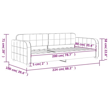 vidaXL Καναπές Κρεβάτι Σκούρο Γκρι 90 x 200 εκ. Βελούδινος