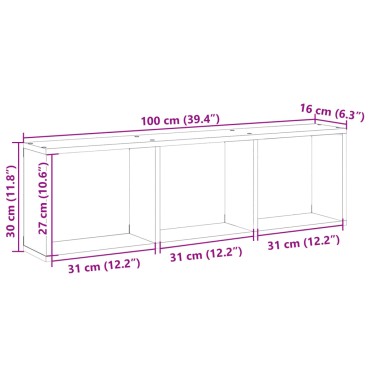 vidaXL Ντουλάπι Τοίχου Καφέ Δρυς 100x16x30cm από Επεξεργασμένο Ξύλο 1 τεμ.