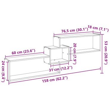 vidaXL Ντουλάπι Τοίχου Καφέ Δρυς 158x18x53cm από Επεξεργασμένο Ξύλο 1 τεμ.