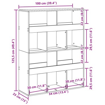 vidaXL Βιβλιοθήκη Μαύρη 100x33x125,5cm από Επεξεργασμένο Ξύλο 1 τεμ.