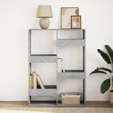 vidaXL Βιβλιοθήκη Γκρι Σκυροδέματος 100x33x135cm Επεξεργ. Ξύλο 1 τεμ.