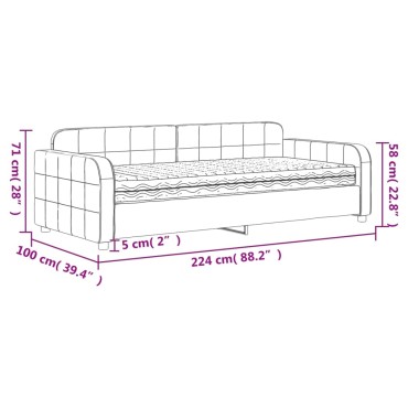 vidaXL Καναπέ Κρεβάτι με Στρώμα Σκούρο Γκρι 90 x 200 εκ. Βελούδινος