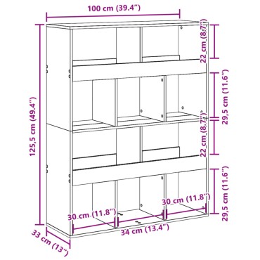 vidaXL Βιβλιοθήκη Καφέ Δρυς 100x33x125,5cm από Επεξεργασμένο Ξύλο 1 τεμ.