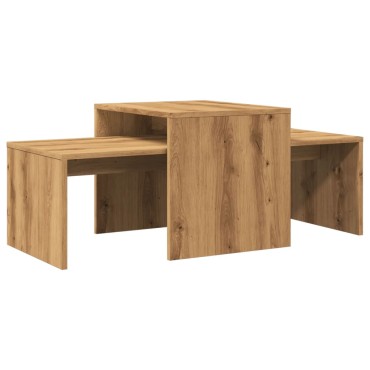 vidaXL Σετ Τραπεζάκια Σαλονιού Artisan Δρυς 100x48x40cm Επεξ. Ξύλο