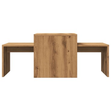 vidaXL Σετ Τραπεζάκια Σαλονιού Artisan Δρυς 100x48x40cm Επεξ. Ξύλο