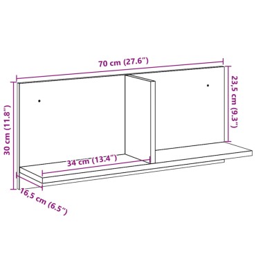 vidaXL Ντουλάπι Τοίχου Λευκό 70x16,5x30cm από Επεξεργασμένο Ξύλο 1 τεμ.