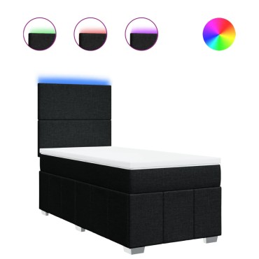vidaXL Κρεβάτι Boxspring με Στρώμα Μαύρο 80 x 200 εκ. Υφασμάτινο