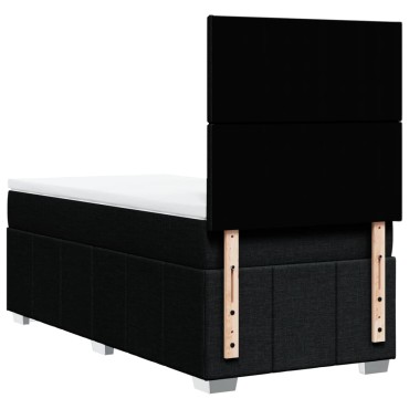 vidaXL Κρεβάτι Boxspring με Στρώμα Μαύρο 80 x 200 εκ. Υφασμάτινο