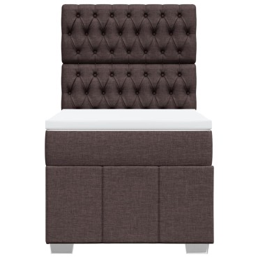 vidaXL Κρεβάτι Boxspring με Στρώμα Σκούρο Καφέ 100x200 εκ. Υφασμάτινο