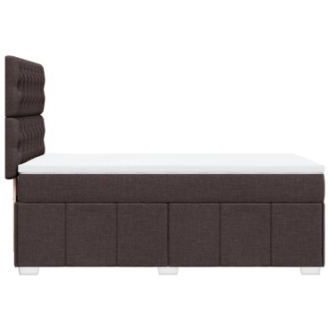 vidaXL Κρεβάτι Boxspring με Στρώμα Σκούρο Καφέ 100x200 εκ. Υφασμάτινο
