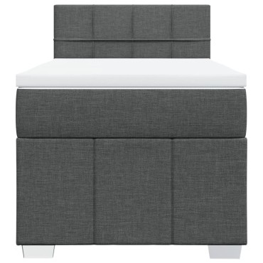 vidaXL Κρεβάτι Boxspring με Στρώμα Σκούρο Γκρι 90x200 εκ. Υφασμάτινο