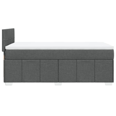 vidaXL Κρεβάτι Boxspring με Στρώμα Σκούρο Γκρι 90x200 εκ. Υφασμάτινο