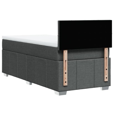 vidaXL Κρεβάτι Boxspring με Στρώμα Σκούρο Γκρι 90x200 εκ. Υφασμάτινο
