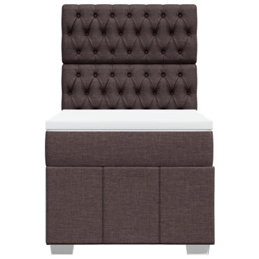 vidaXL Κρεβάτι Boxspring με Στρώμα Σκούρο Καφέ 100x200 εκ. Υφασμάτινο