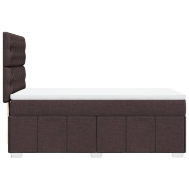vidaXL Κρεβάτι Boxspring με Στρώμα Σκούρο Καφέ 100x200 εκ. Υφασμάτινο