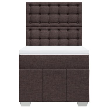 vidaXL Κρεβάτι Boxspring με Στρώμα Σκούρο Καφέ 100x200 εκ. Υφασμάτινο