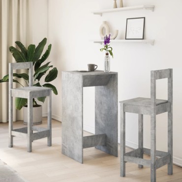vidaXL Τραπέζι Μπαρ Γκρι Σκυροδέματος 51x50x103,5cm Επεξ. Ξύλο 1 τεμ.