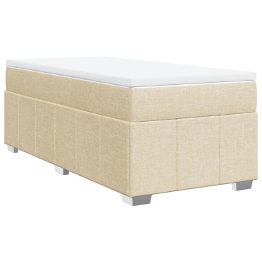 vidaXL Κρεβάτι Boxspring με Στρώμα Κρεμ 90x190 εκ.Υφασμάτινο