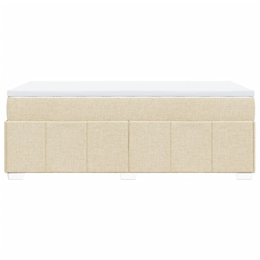 vidaXL Κρεβάτι Boxspring με Στρώμα Κρεμ 90x190 εκ.Υφασμάτινο