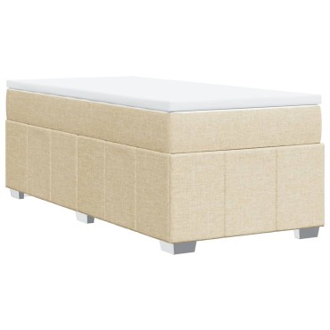 vidaXL Κρεβάτι Boxspring με Στρώμα Κρεμ 90x190 εκ.Υφασμάτινο