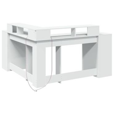 vidaXL Γραφείο με LED Λευκό 152x152x91cm από Επεξεργασμένο Ξύλο 1 τεμ.
