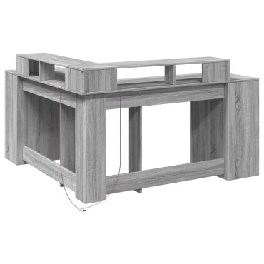 vidaXL Γραφείο με LED Γκρι Sonoma 152x152x91cm Επεξεργ. Ξύλο 1 τεμ.