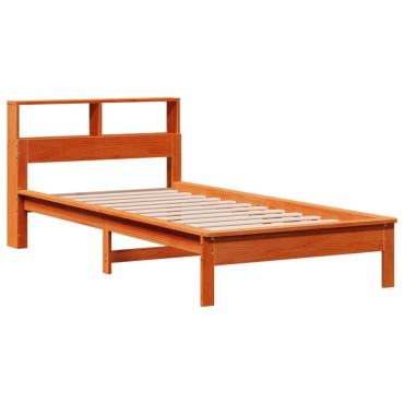 vidaXL Κρεβάτι Βιβλιοθήκη Χωρίς Στρώμα 75x190 εκ Μασίφ Ξύλο Πεύκου