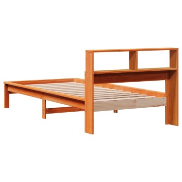 vidaXL Κρεβάτι Βιβλιοθήκη Χωρίς Στρώμα 75x190 εκ Μασίφ Ξύλο Πεύκου