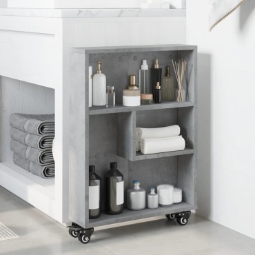 vidaXL Τρόλεϊ Αποθήκευσης Στενό Γκρι Σκυρ. 48x13x68cm Επεξ. Ξύλο