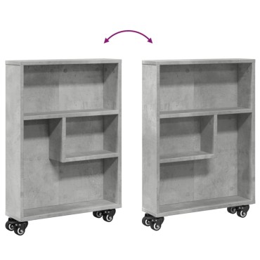 vidaXL Τρόλεϊ Αποθήκευσης Στενό Γκρι Σκυρ. 48x13x68cm Επεξ. Ξύλο