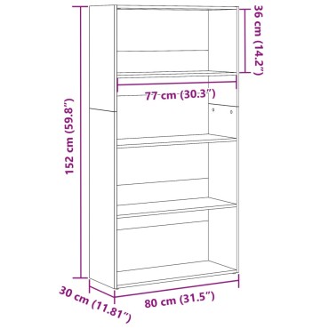 vidaXL Βιβλιοθήκη Καπνιστή Δρυς 80x30x152cm από Επεξεργασμένο Ξύλο 1 τεμ.