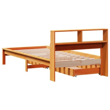 vidaXL Κρεβάτι Βιβλιοθήκη Χωρίς Στρώμα 75x190 εκ Μασίφ Ξύλο Πεύκου