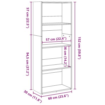 vidaXL Βιβλιοθήκη Sonoma Δρυς 60x30x152cm από Επεξεργασμένο Ξύλο 1 τεμ.