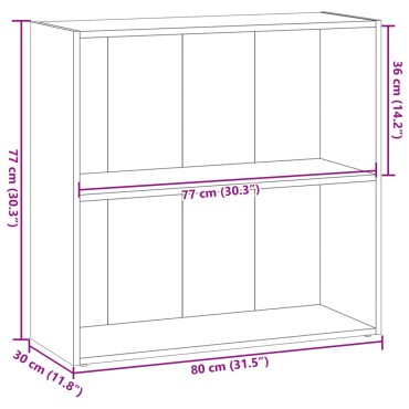vidaXL Βιβλιοθήκη Γκρι Sonoma 80x30x77cm από Επεξεργ. Ξύλο 1 τεμ.