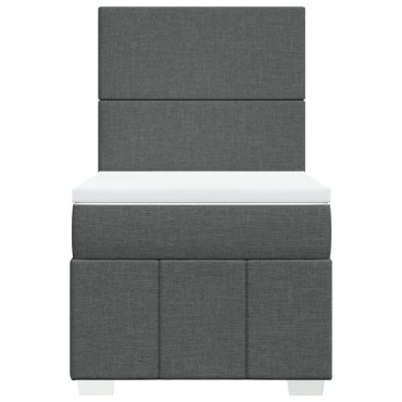 vidaXL Κρεβάτι Boxspring με Στρώμα Σκούρο Γκρι 90x200 εκ. Υφασμάτινο