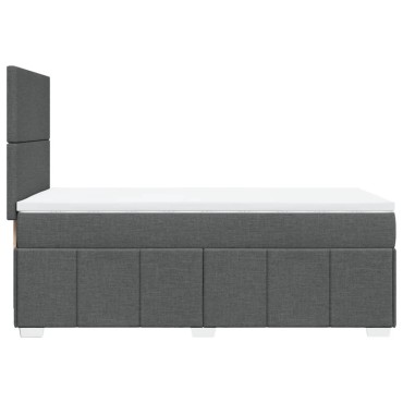 vidaXL Κρεβάτι Boxspring με Στρώμα Σκούρο Γκρι 90x200 εκ. Υφασμάτινο