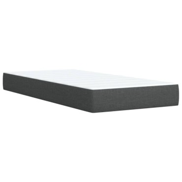 vidaXL Κρεβάτι Boxspring με Στρώμα Σκούρο Γκρι 90x200 εκ. Υφασμάτινο